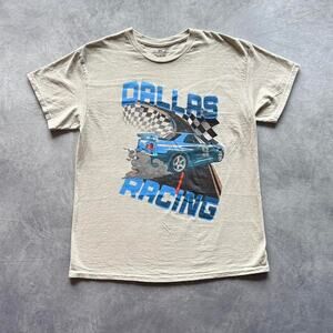 Cream and blue graphic tee